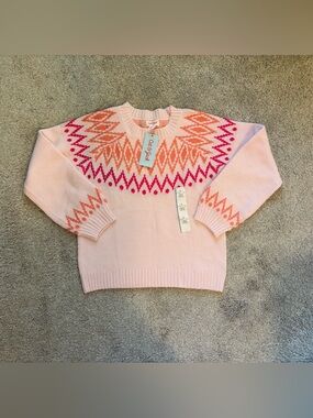 NWT Girls Cat & Jack Pink Crewneck Sweater Size Large 10/12